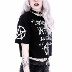 Restyle T-Shirts Gothic The Baddest Witch In Town Crop T-shirt -Restyle sale Shop gothic the baddest witch in town crop t shirt rebelsmarket 4