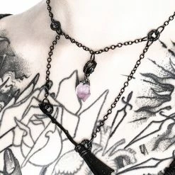 Restyle Necklaces Gothic Witch Black Broomstick Necklace With Purple Crystal -Restyle sale Shop gothic witch black broomstick necklace with purple crystal rebelsmarket 2