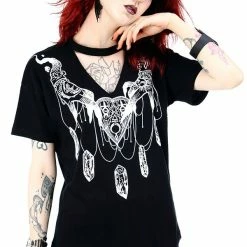 Restyle T-Shirts Haunted Charms Print Black Choker T-shirt 9 Restyle T-Shirts Haunted Charms Print Black Choker T-shirt -Restyle sale Shop haunted charms print black choker t shirt rebelsmarket 3