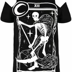 Restyle T-Shirts La Mort Cold Shoulder T-shirt Death Tarot -Restyle sale Shop la mort cold shoulder t shirt death tarot rebelsmarket 4