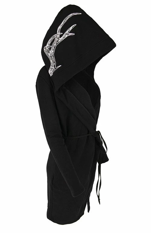 Restyle Hoodies & Sweatshirts Long Gothic Into The Wild Hoodie With Oversized Hood And Antlers 4 Restyle Hoodies & Sweatshirts Long Gothic Into The Wild Hoodie With Oversized Hood And Antlers - Image 4