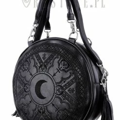 Restyle Purses & Handbags Moon Embroidery Witchy & Tassels Henna Black Round Handbag -Restyle sale Shop moon embroidery witchy and tassels henna black round handbag restyle rebelsmarket 2