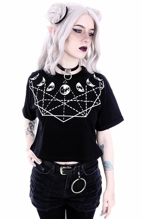 Restyle T-Shirts Moon Phases Geometry Gothic Crop Top 3 Restyle T-Shirts Moon Phases Geometry Gothic Crop Top - Image 3