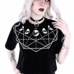 Restyle T-Shirts Moon Phases Geometry Gothic Crop Top