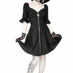 Restyle Dresses Pinstripe Black Gothic Full Moon Pendant Zipper Dress 9 Restyle Dresses Pinstripe Black Gothic Full Moon Pendant Zipper Dress -Restyle sale Shop pinstripe black gothic full moon pendant zipper dress rebelsmarket 3