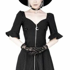 Restyle Dresses Pinstripe Black Gothic Full Moon Pendant Zipper Dress 10 Restyle Dresses Pinstripe Black Gothic Full Moon Pendant Zipper Dress -Restyle sale Shop pinstripe black gothic full moon pendant zipper dress rebelsmarket 4