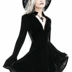 Restyle Dresses Plunging V Neck Black Gothic A-Line Velvet Mini Dress 10 Restyle Dresses Plunging V Neck Black Gothic A-Line Velvet Mini Dress -Restyle sale Shop plunging v neck black gothic a line velvet mini dress rebelsmarket 4