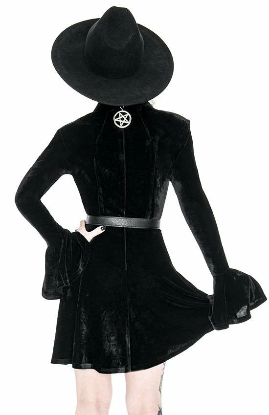 Restyle Dresses Plunging V Neck Black Gothic A-Line Velvet Mini Dress 6 Restyle Dresses Plunging V Neck Black Gothic A-Line Velvet Mini Dress - Image 6