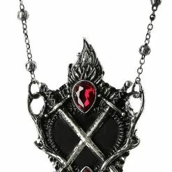 Restyle Necklaces Sacred Heart Pendant Swords And Antlers Necklace