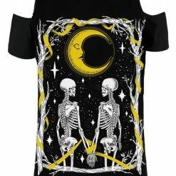 Restyle T-Shirts Skeleton Lovers Cold Shoulder T-shirt