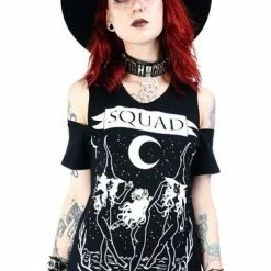 Restyle T-Shirts Squad Goals Black Witches Cold Shoulder T-shirt