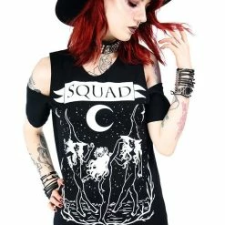 Restyle T-Shirts Squad Goals Black Witches Cold Shoulder T-shirt -Restyle sale Shop squad goals black witches cold shoulder t shirt rebelsmarket 3