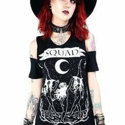 Restyle T-Shirts Squad Goals Black Witches Cold Shoulder T-shirt -Restyle sale Shop squad goals black witches cold shoulder t shirt rebelsmarket 4
