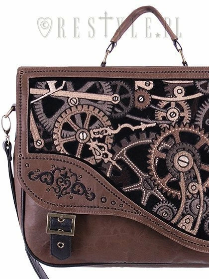 Restyle Purses & Handbags Steampunk Satchel Bag Irregular Briefcase Brown Mechanism 2 Restyle Purses & Handbags Steampunk Satchel Bag Irregular Briefcase Brown Mechanism - Image 2