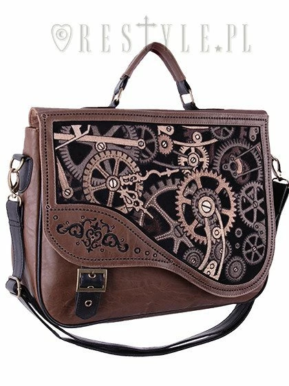 Restyle Purses & Handbags Steampunk Satchel Bag Irregular Briefcase Brown Mechanism 3 Restyle Purses & Handbags Steampunk Satchel Bag Irregular Briefcase Brown Mechanism - Image 3