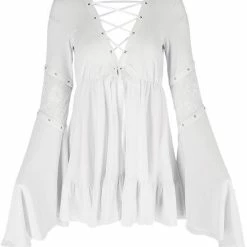 Restyle sale Shop -Restyle sale Shop white gothic lace up flared long sleeves a line mini dress rebelsmarket 1