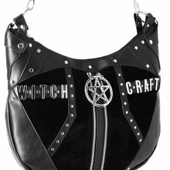 Restyle Purses & Handbags Witchcraft Pentagram Zipper Black Hobo Purse -Restyle sale Shop witchcraft pentagram zipper black hobo purse rebelsmarket 2