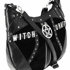 Restyle Purses & Handbags Witchcraft Pentagram Zipper Black Hobo Purse -Restyle sale Shop witchcraft pentagram zipper black hobo purse rebelsmarket 3